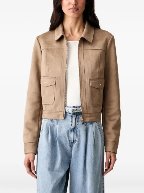 Morgan zip-up faux-suede jacket