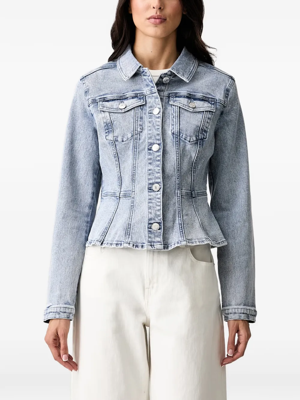Morgan peplum-hem denim jacket - Blu