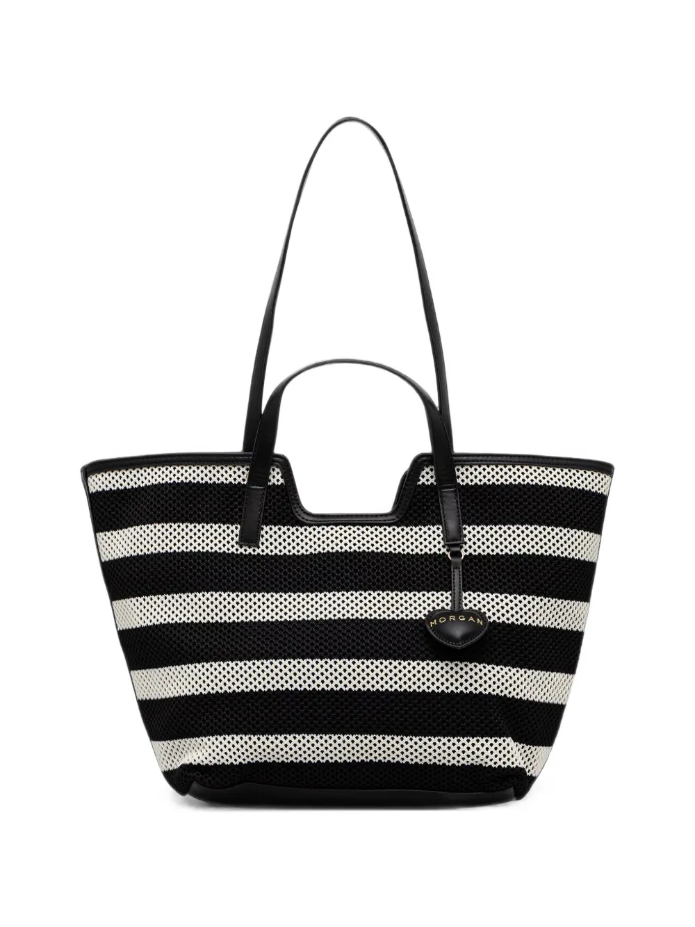 Morgan Striped Mesh Tote Bag In Black