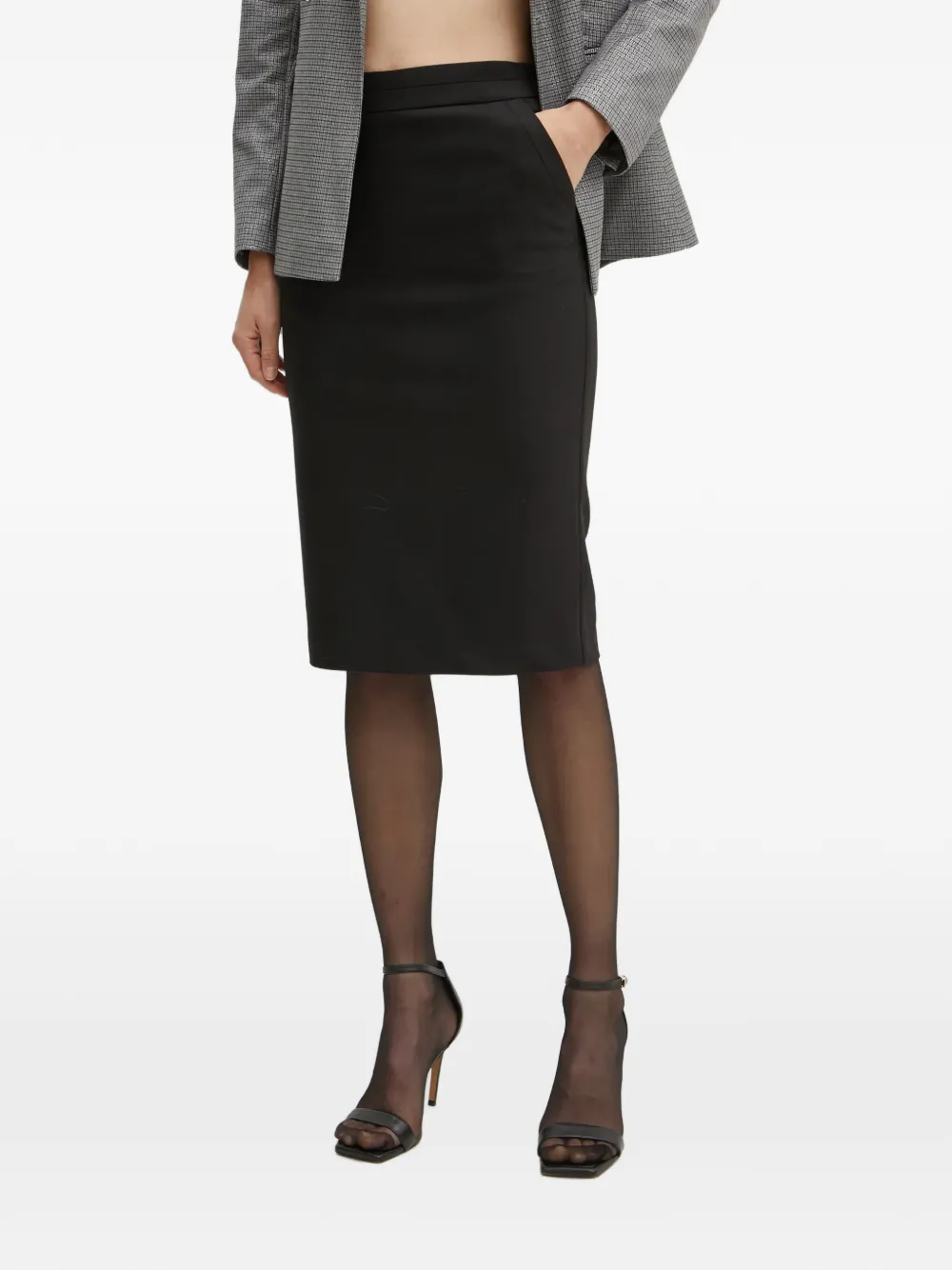 Morgan Jrose.f High-waisted Pencil Midi Skirt In 블랙