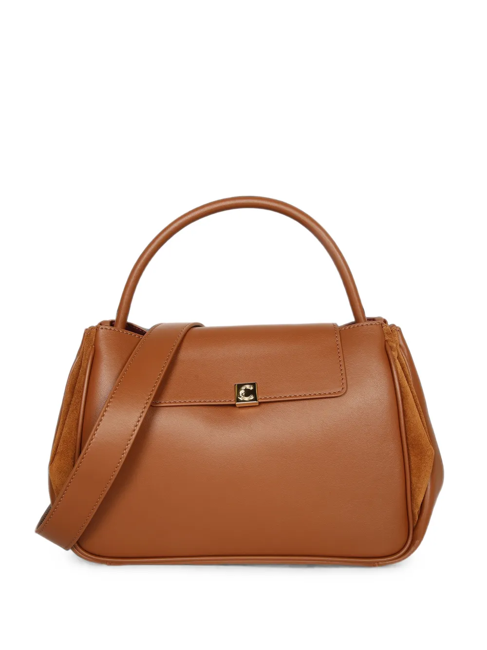 Coccinelle suede-panelled leather shoulder bag - Marrone