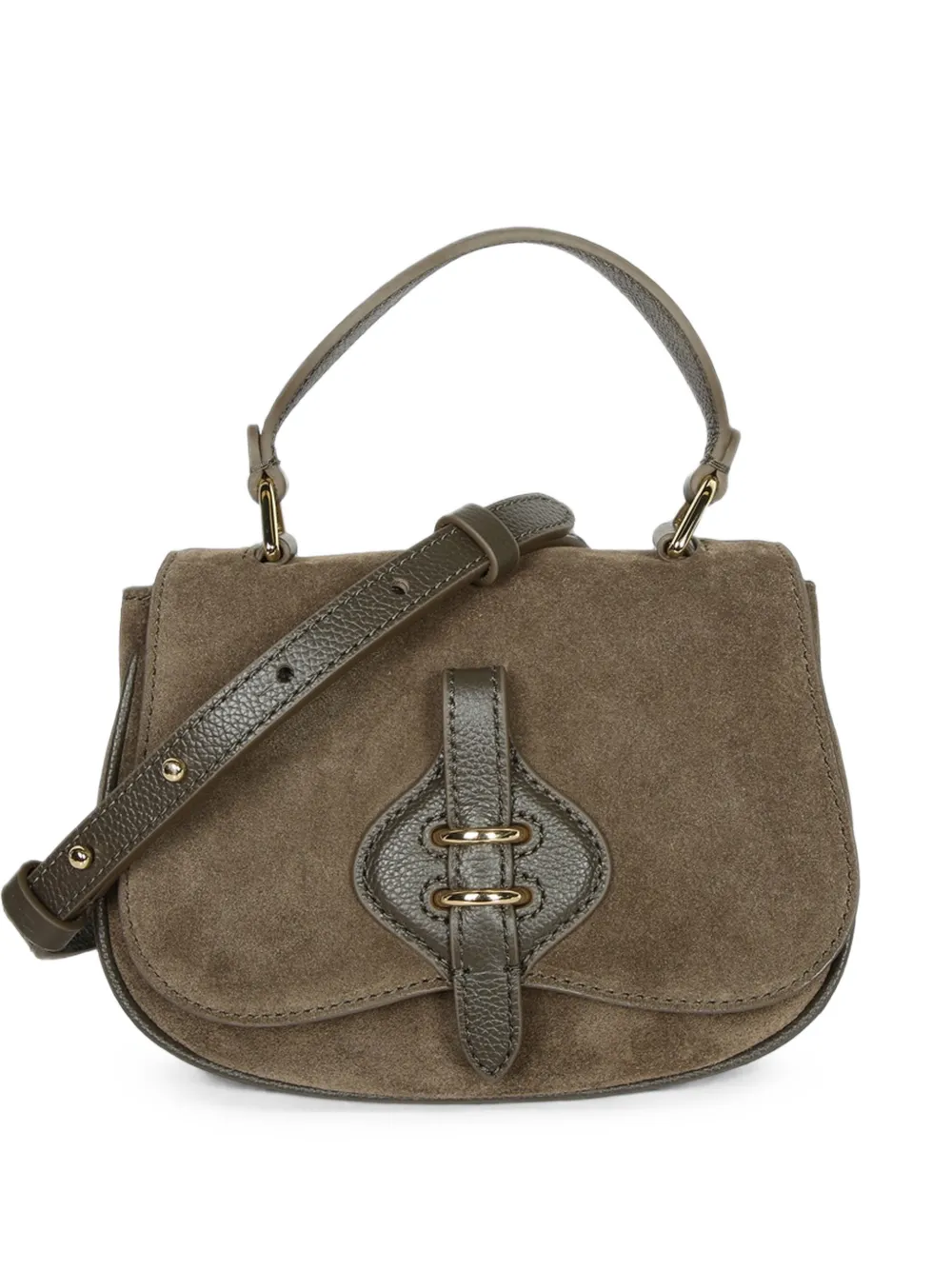 Coccinelle mini Mavery pebbled leather-trim suede tote bag · OS