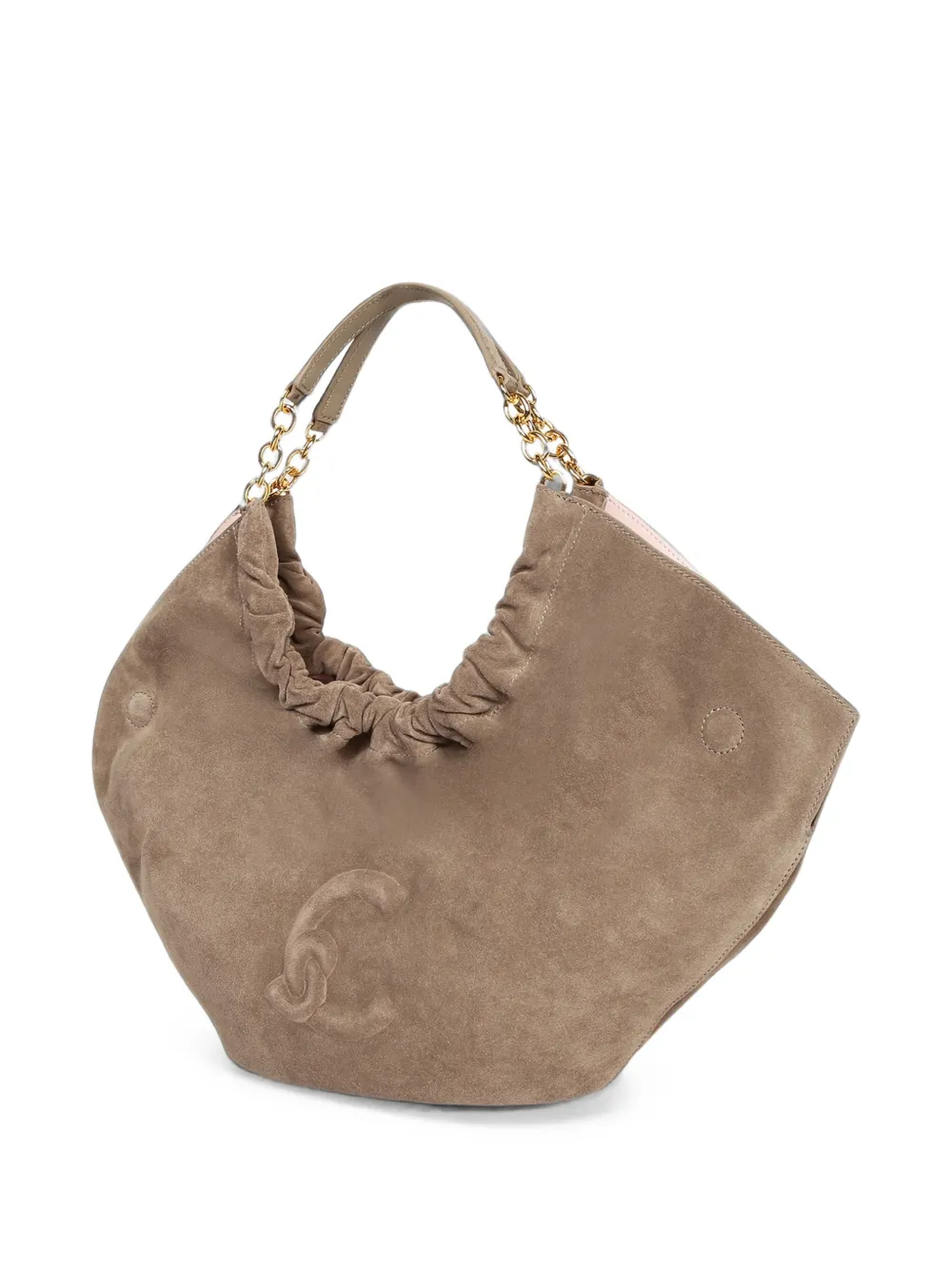 Coccinelle Shopper met ketting en logo-reliëf Beige