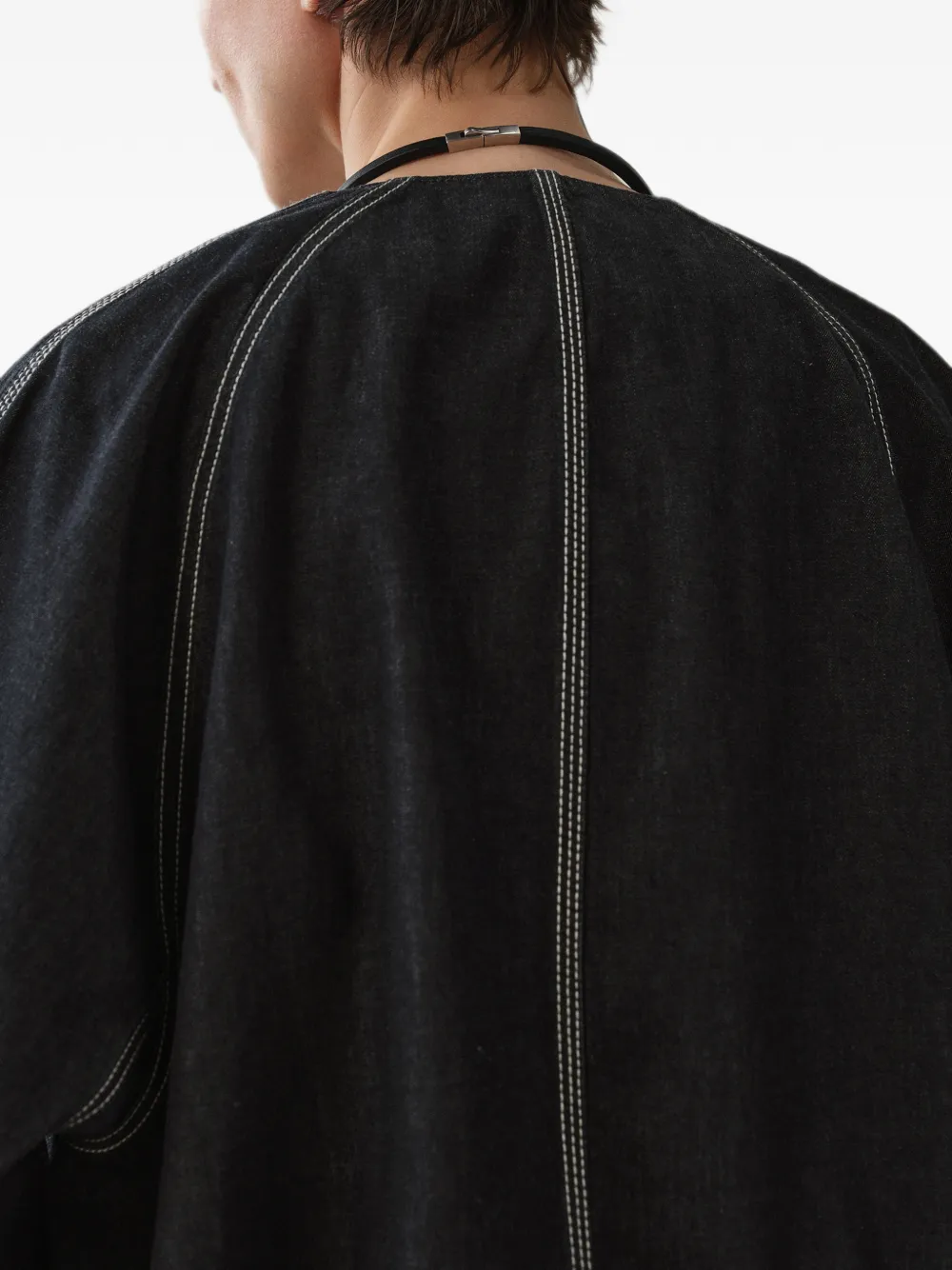 LESS Ruimvallend denim jack met raglan mouwen Blauw