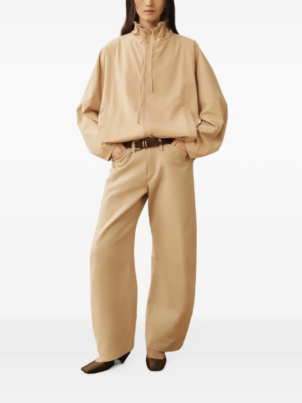 Less Drawstring High-neck Jacket In Nude