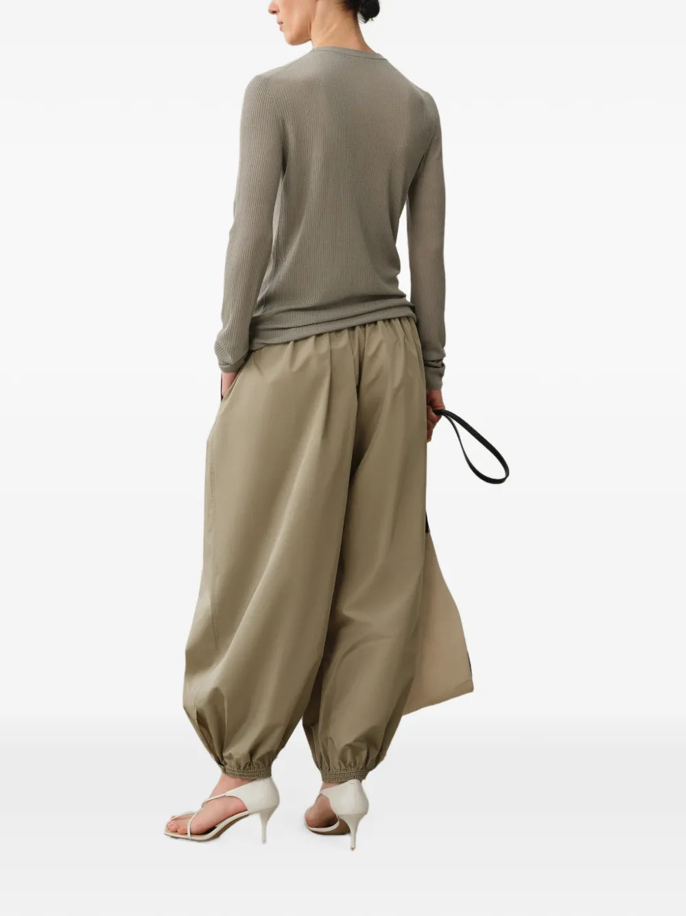 LESS Broek met elastische taille Beige