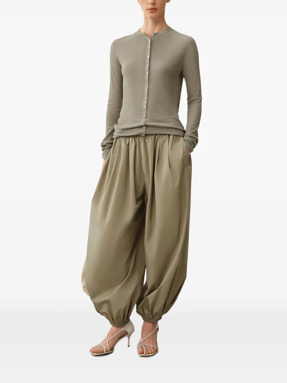 LESS Broek met elastische taille Beige