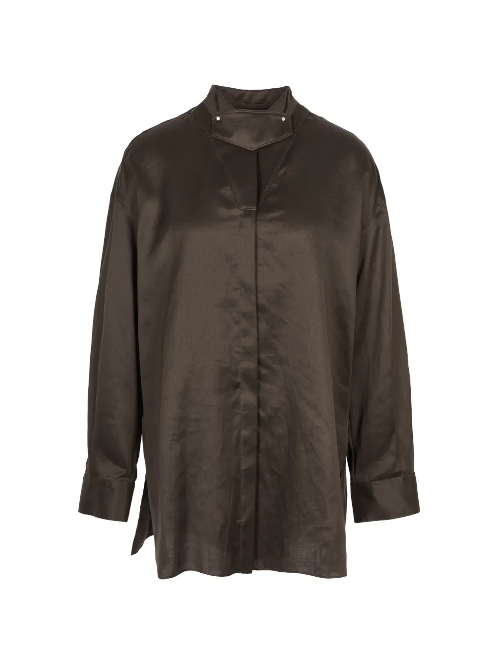 Less Collar-panel Long-sleeved Shirt In Braun