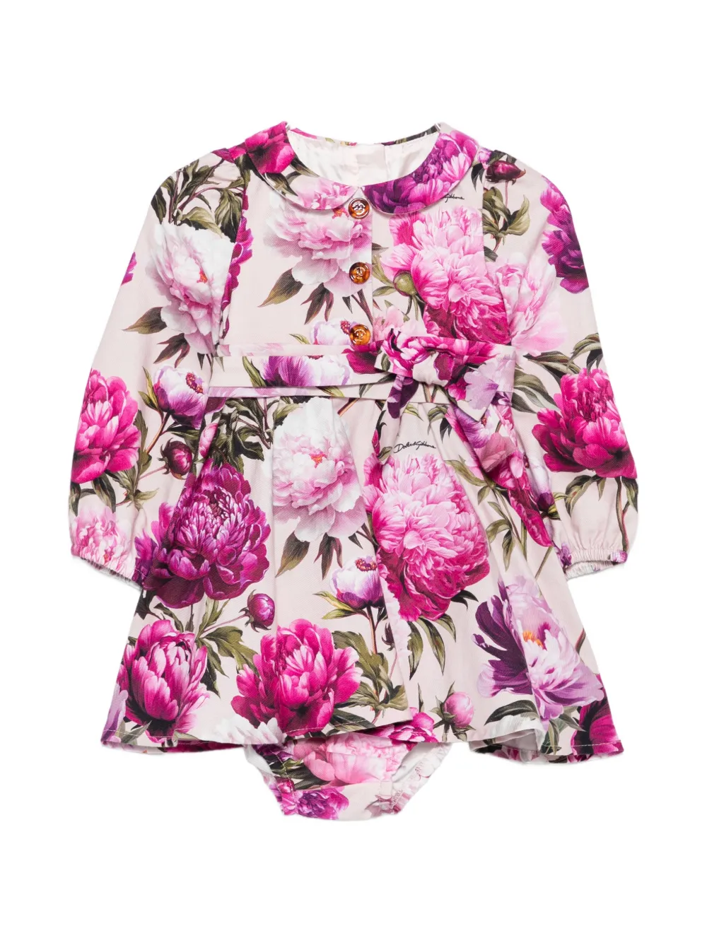 Dolce & Gabbana Kids floral-print pleated dress - Rosa