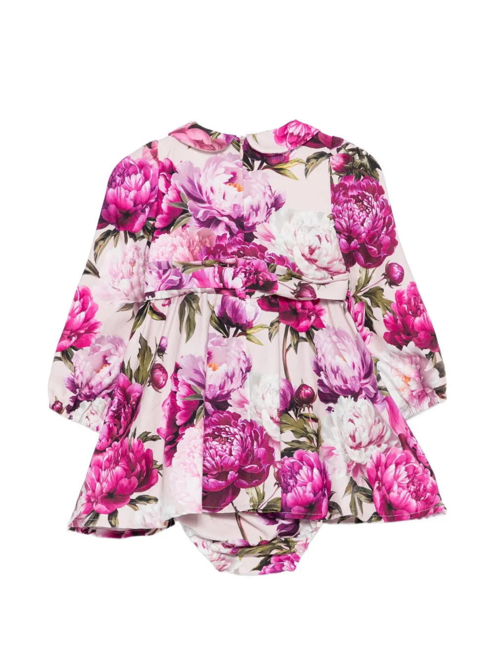 Dolce & Gabbana Kids Geplooide jurk met bloemenprint Beige