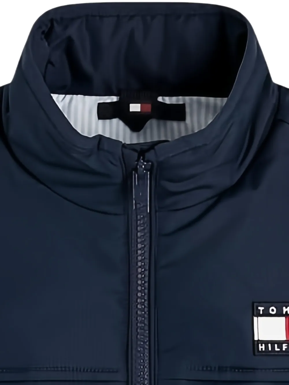 Tommy Hilfiger Junior Jack met logopatch en hoge hals Blauw