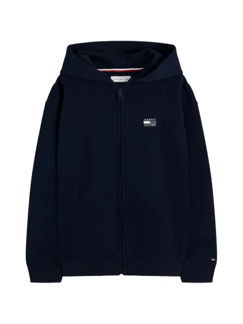 Tommy Hilfiger Junior logo-embroidered zip-up hoodie