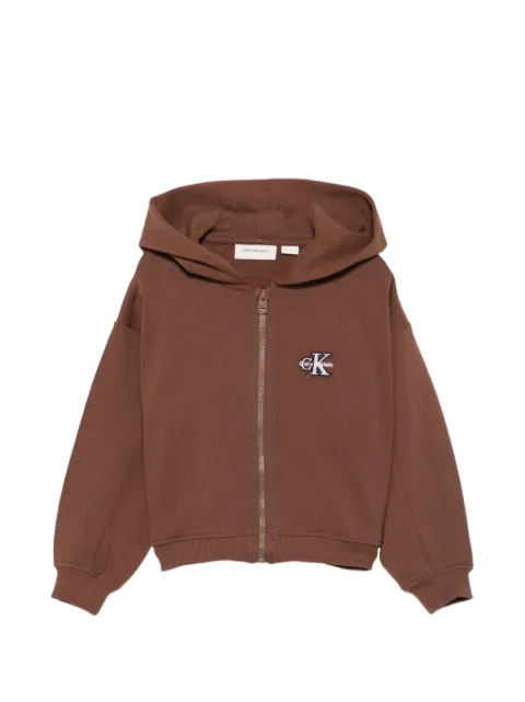 Calvin Klein Kids logo-embroidered zip-up hoodie