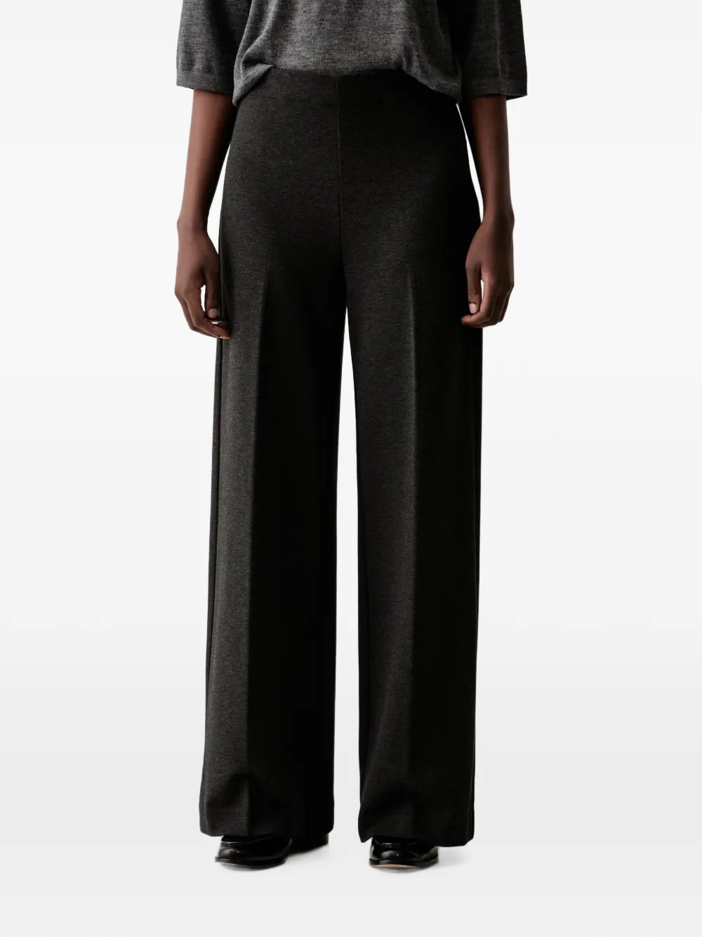 Marc O'polo Margo Pressed-crease Wide-leg Trousers In Grey