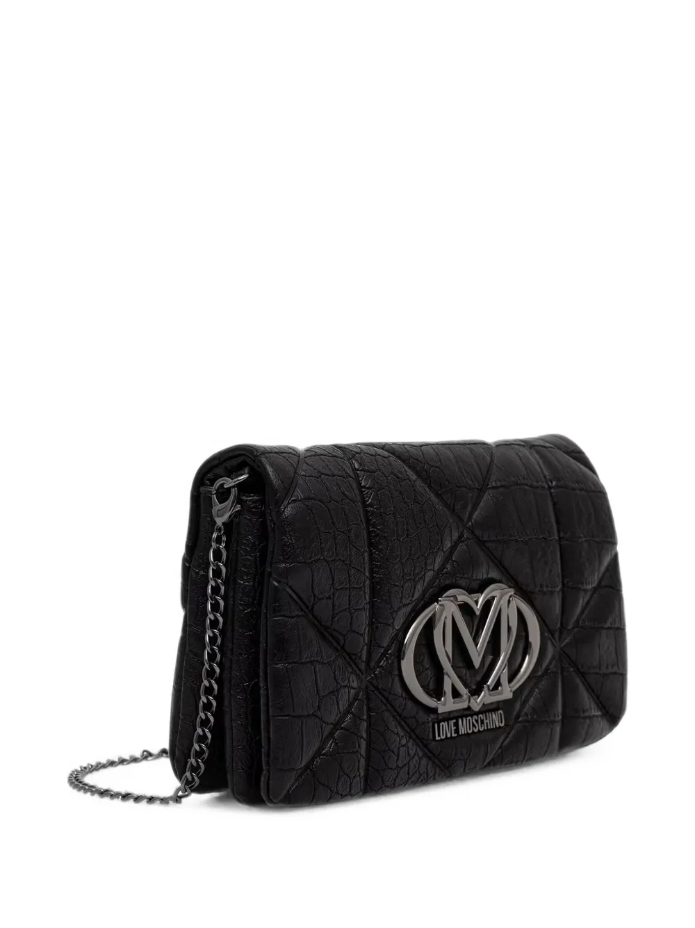 Love Moschino Gewatteerde crossbodytas met krokodillen-reliëf Zwart