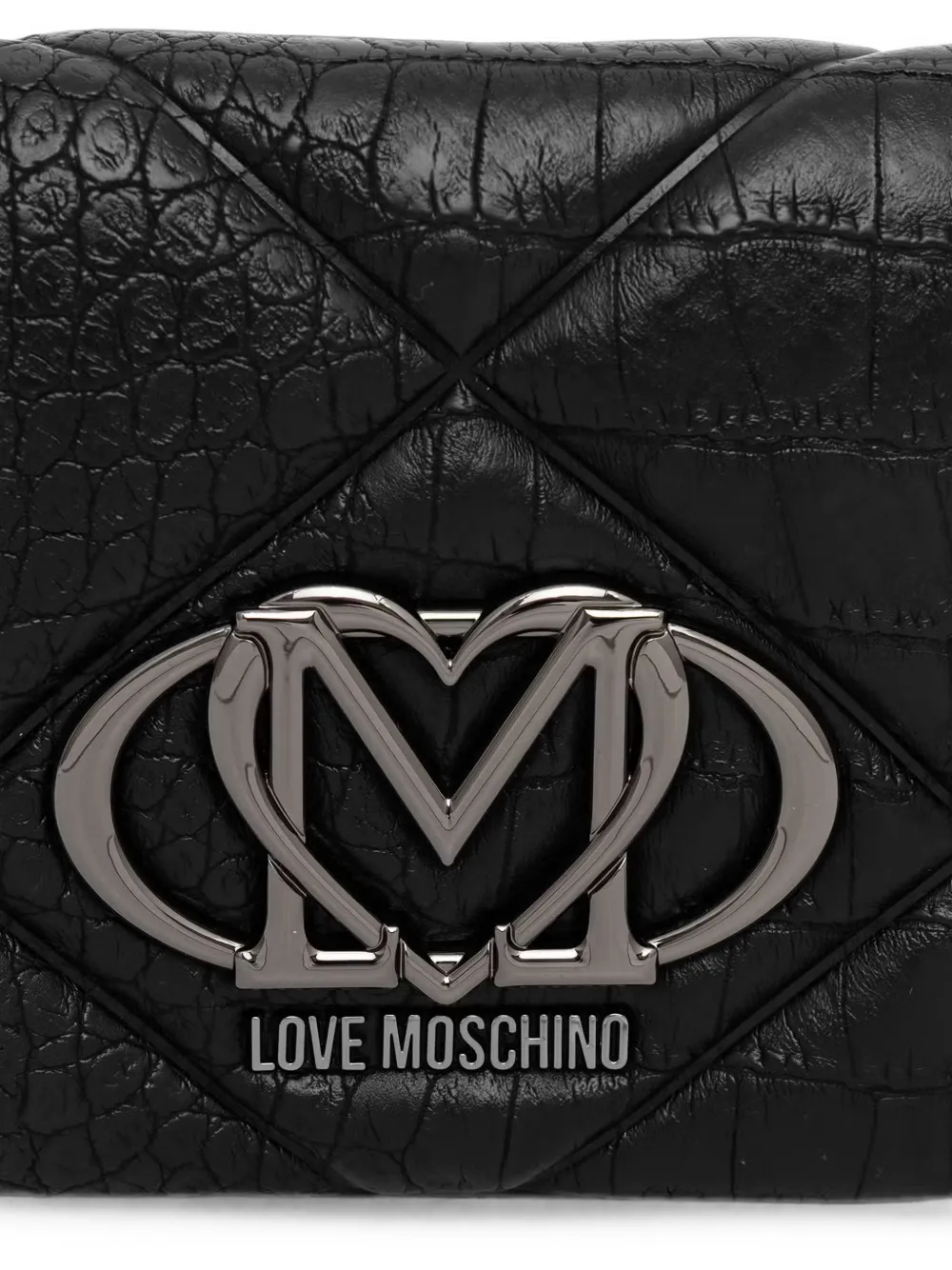 Love Moschino Gewatteerde crossbodytas met krokodillen-reliëf Zwart