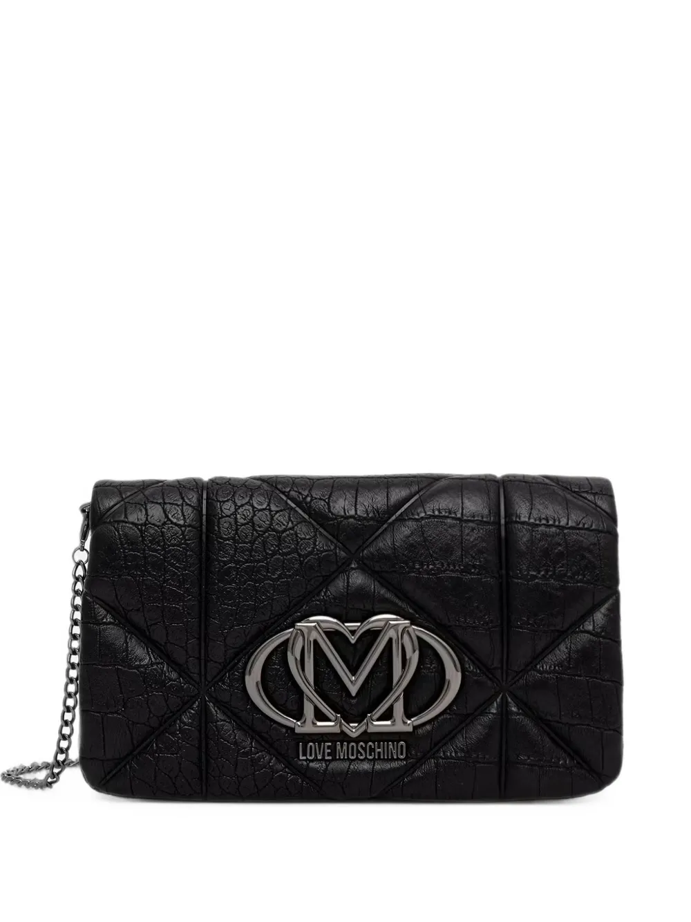 Love Moschino quilted crocodile-effect cross body bag - Nero