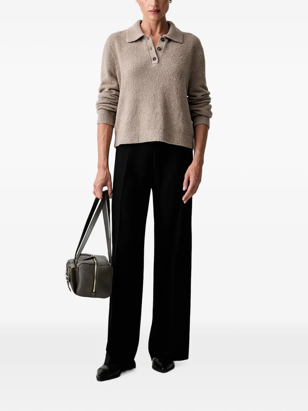 Marc O'Polo Bouclé gebreide polotop Beige