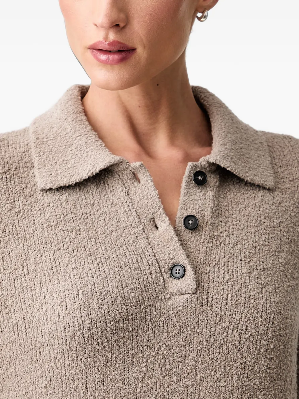 Marc O'Polo Bouclé gebreide polotop Beige