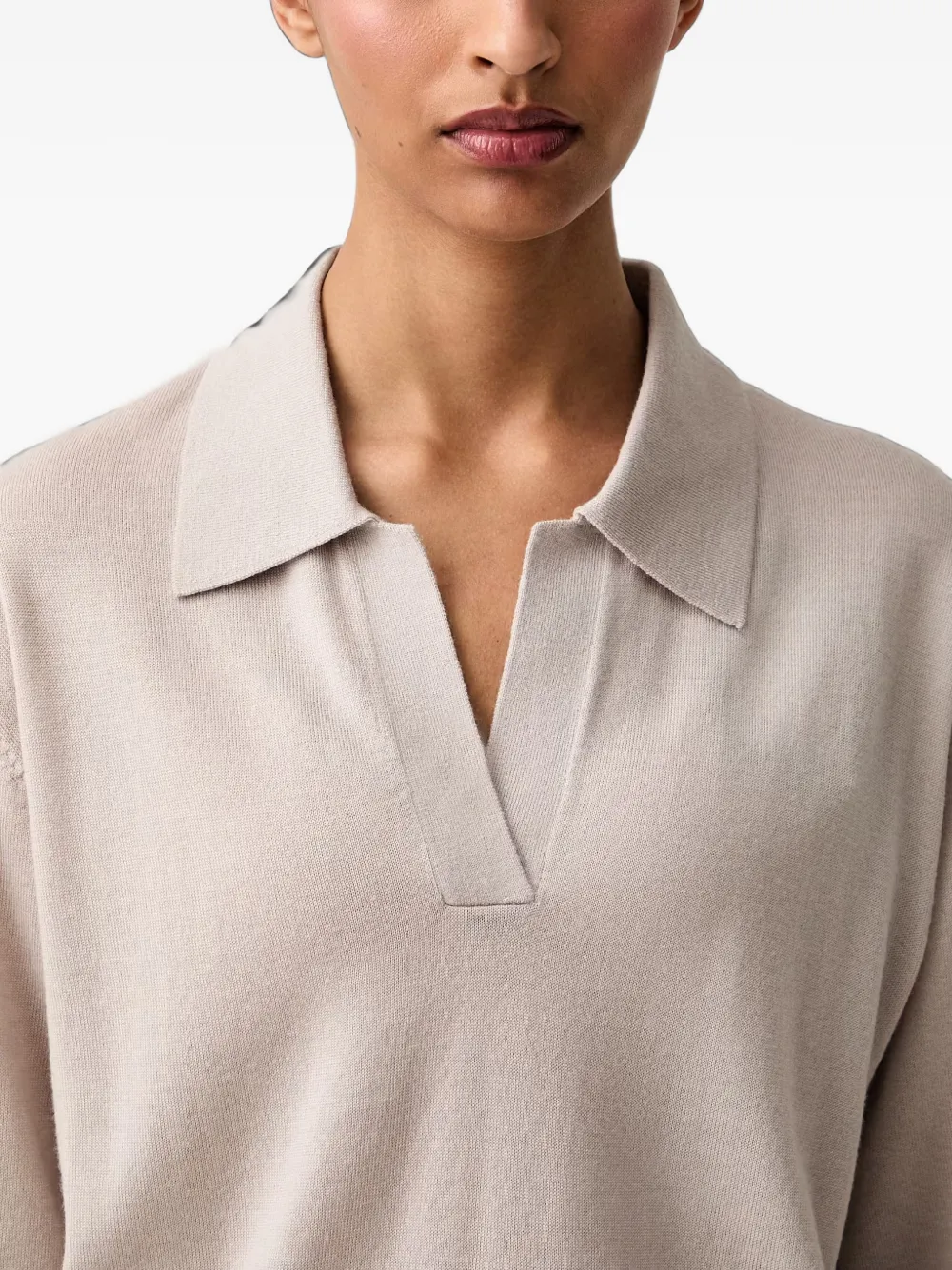 Marc O'Polo Trui met polokraag en korte mouwen Beige