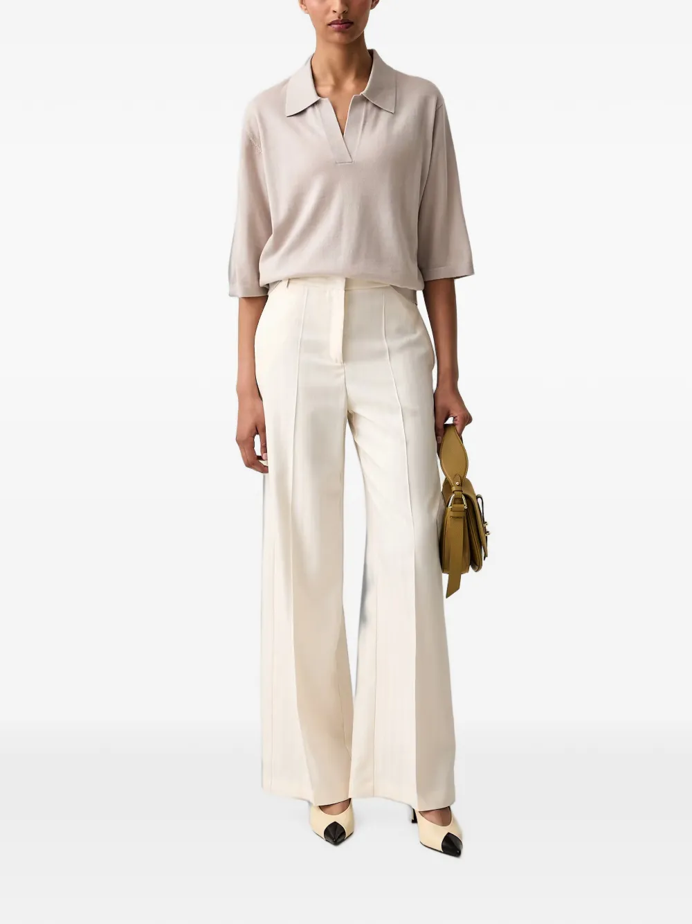Marc O'Polo Trui met polokraag en korte mouwen Beige