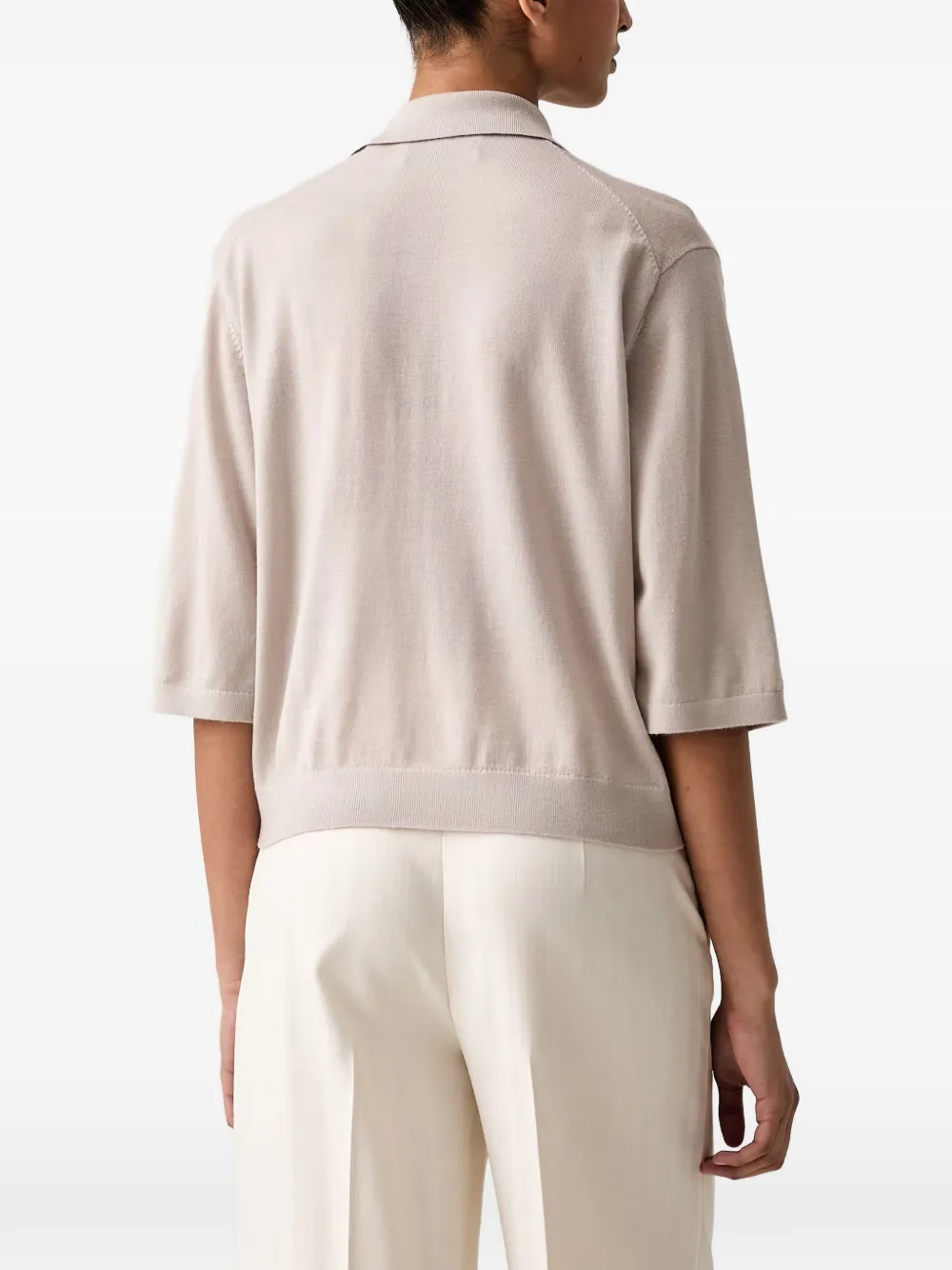 Marc O'Polo Trui met polokraag en korte mouwen Beige