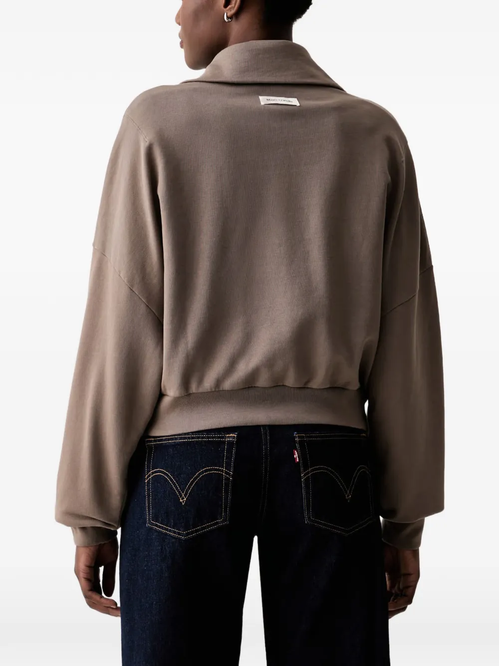 Marc O'Polo Hoodie met geborduurd logo Bruin