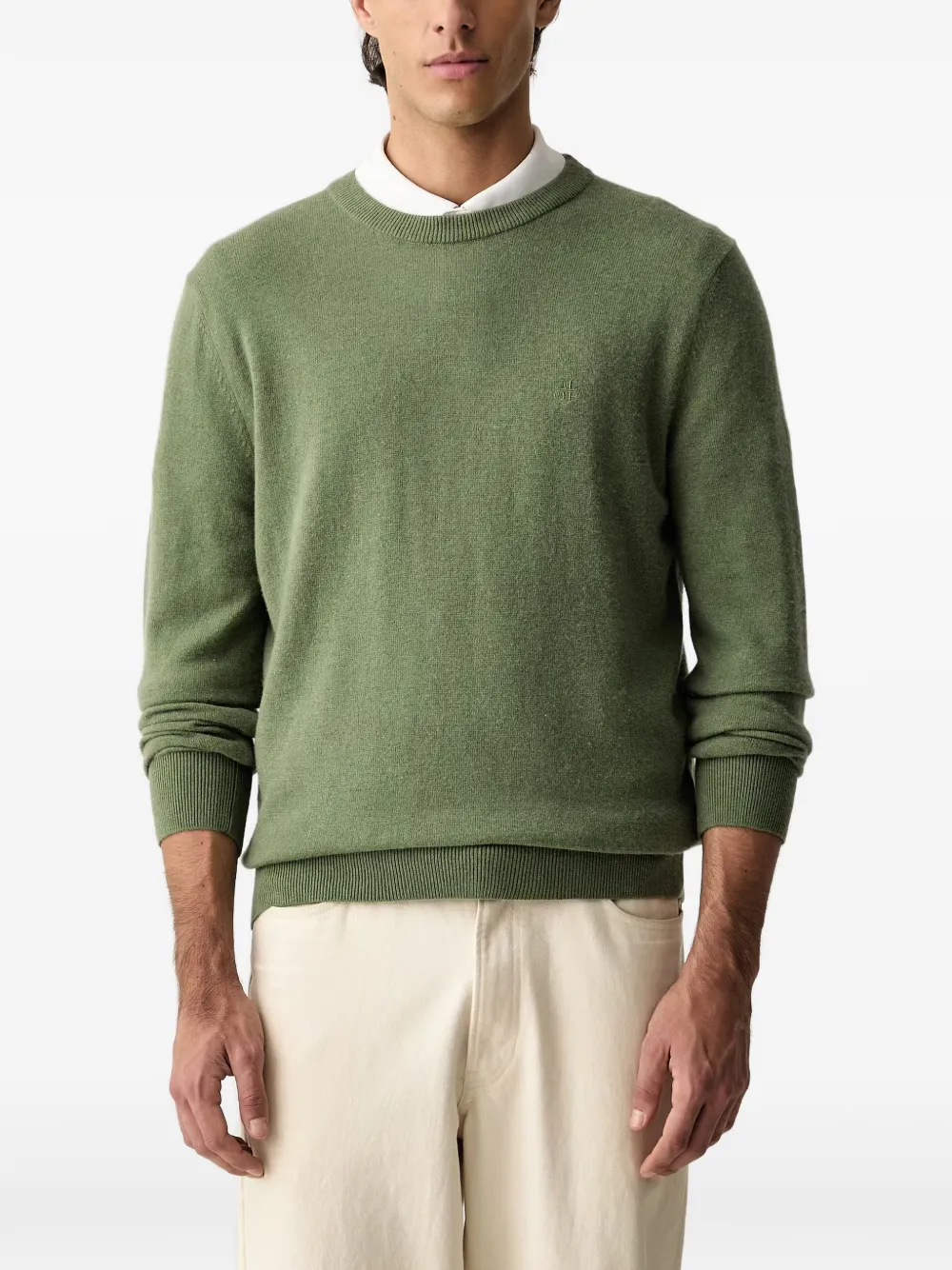 Marc O'Polo logo-embroidered crew-neck sweater - Verde