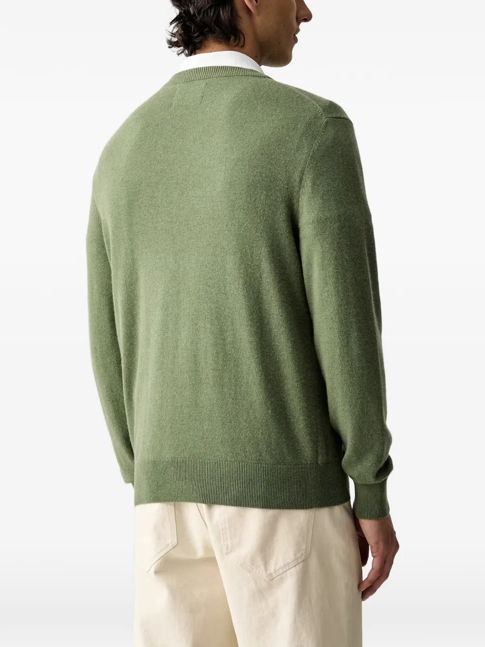 Marc O'Polo Trui met geborduurd logo en ronde hals Groen