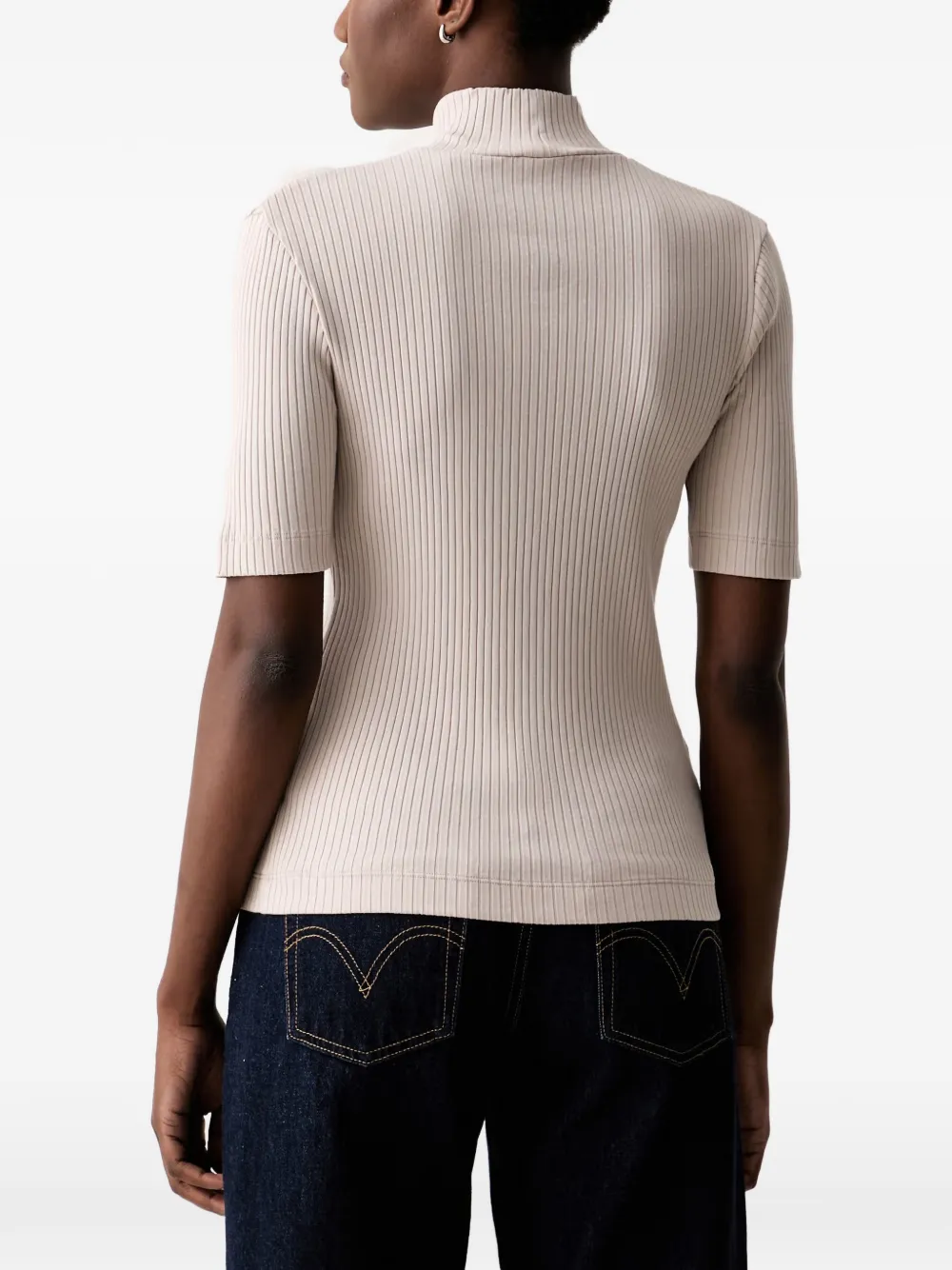 Marc O'Polo Ribgebreide T-shirt Beige