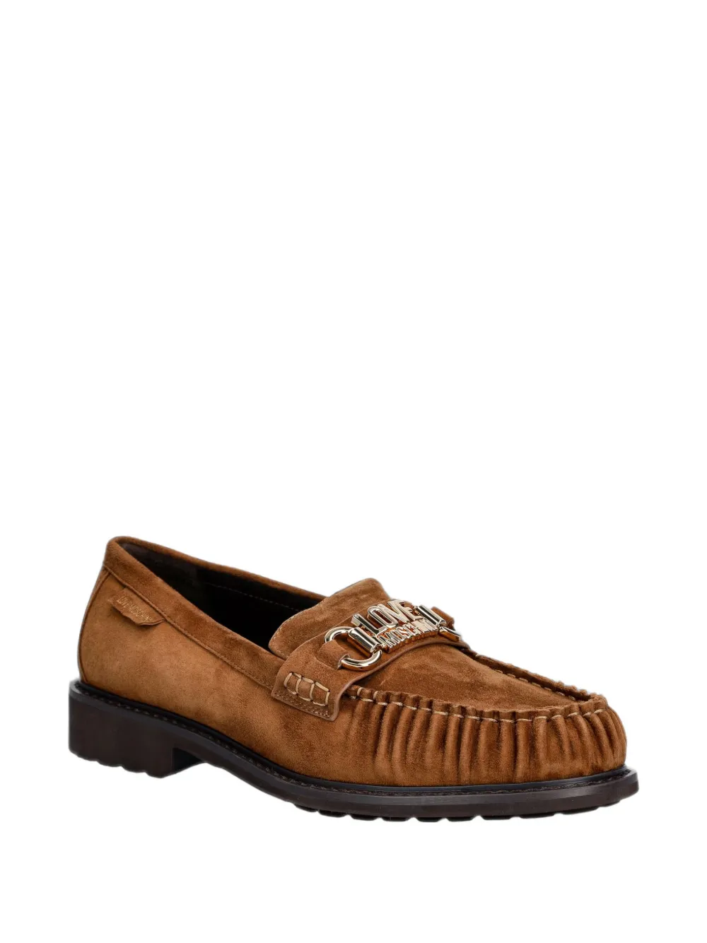 Love Moschino logo-plaque pleated loafers Bruin