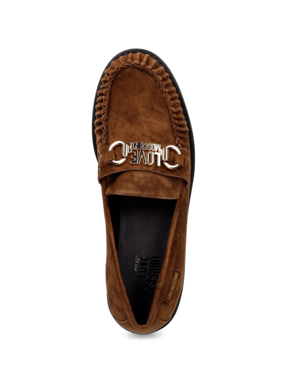 Love Moschino logo-plaque pleated loafers Bruin