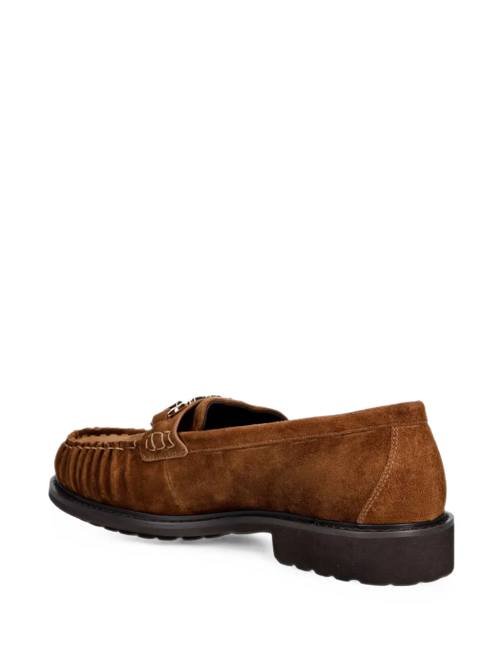 Love Moschino logo-plaque pleated loafers Bruin