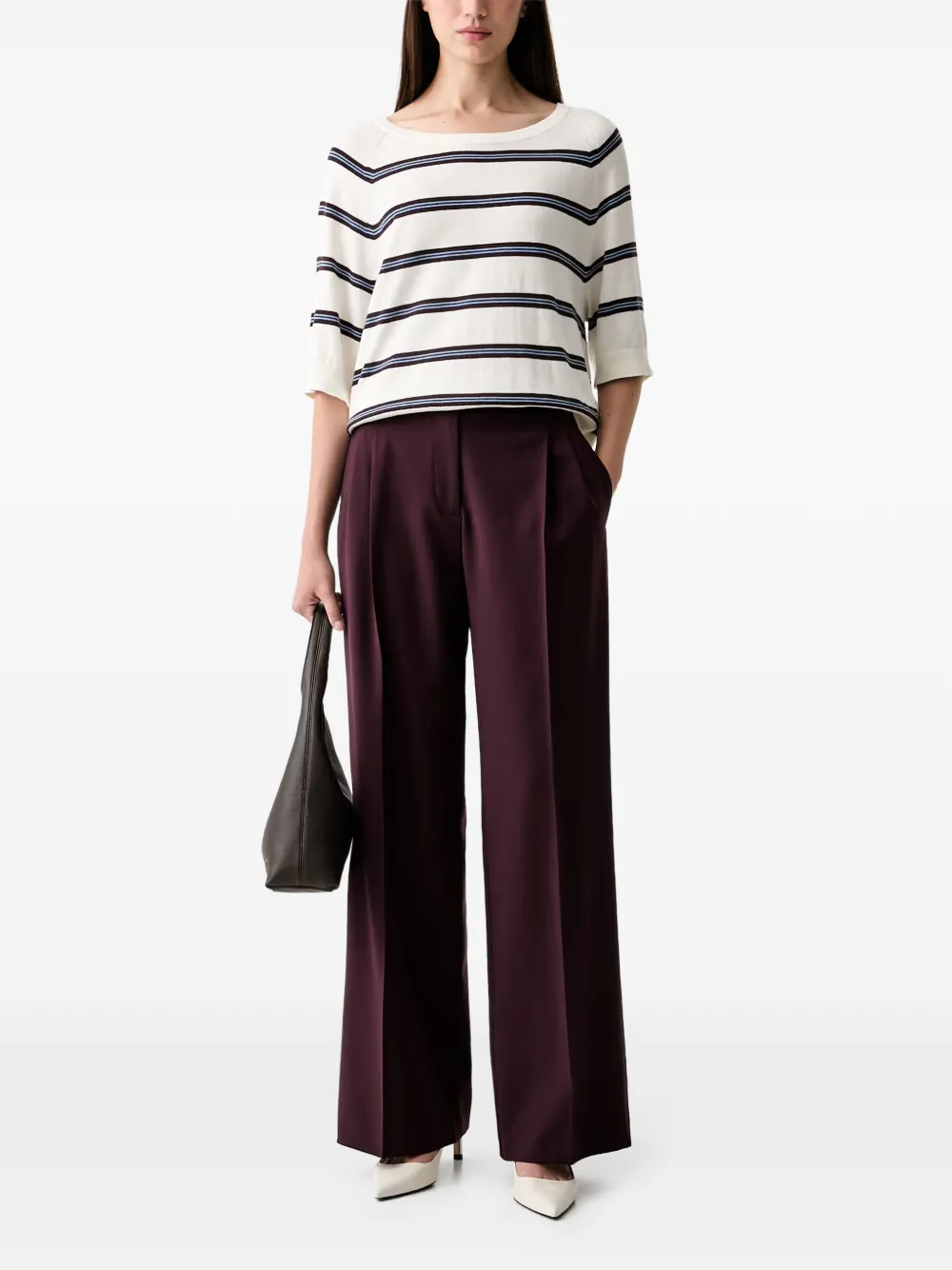 Marc O'Polo Geplooide broek met riemlussen Rood