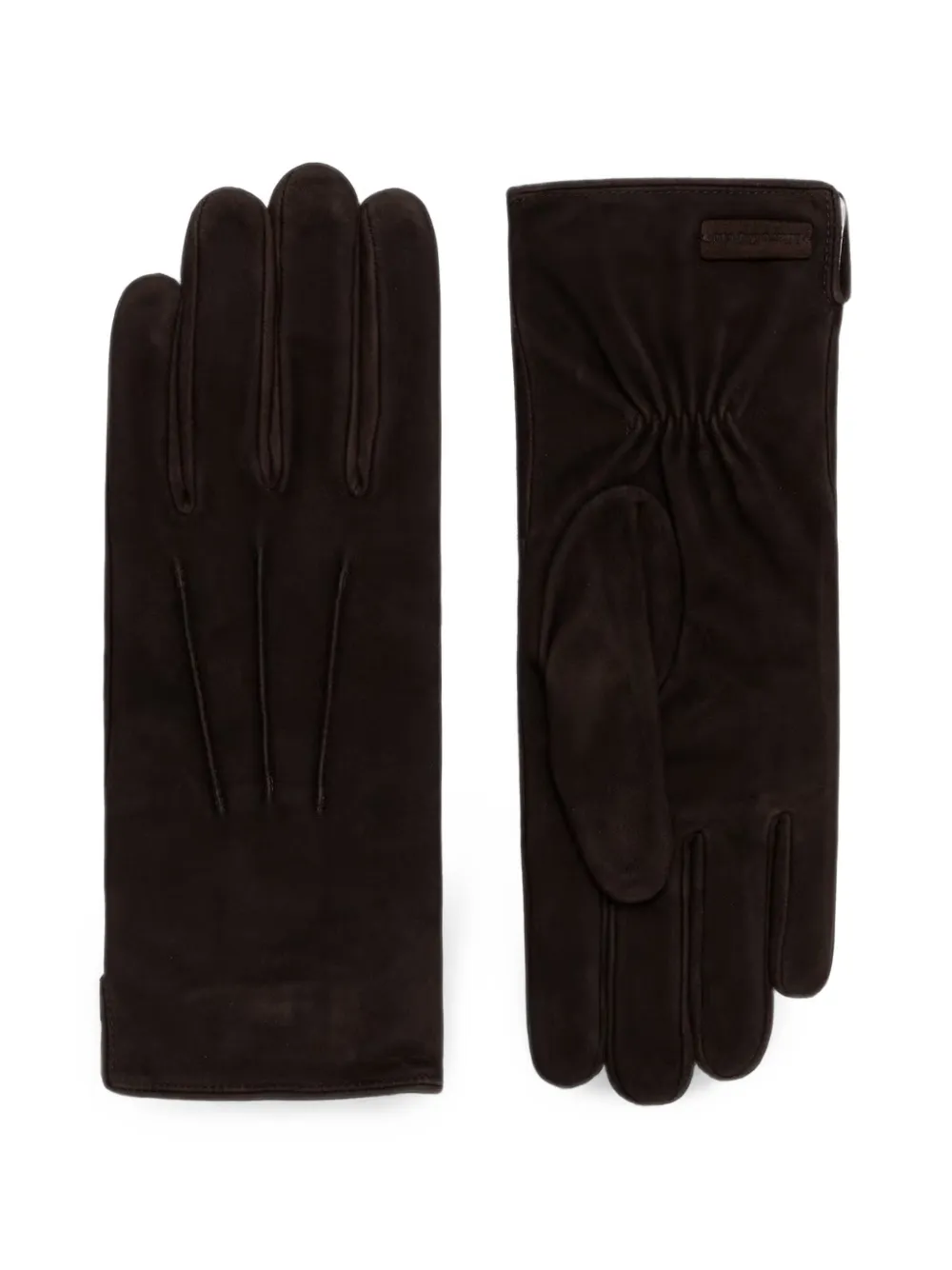 Marc O'Polo suede-finish logo-patch gloves - Marrone