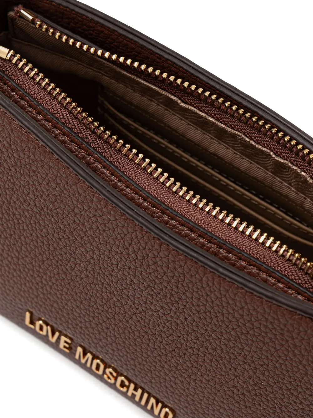 Love Moschino Bewerkte schoudertas met logoplakkaat Bruin