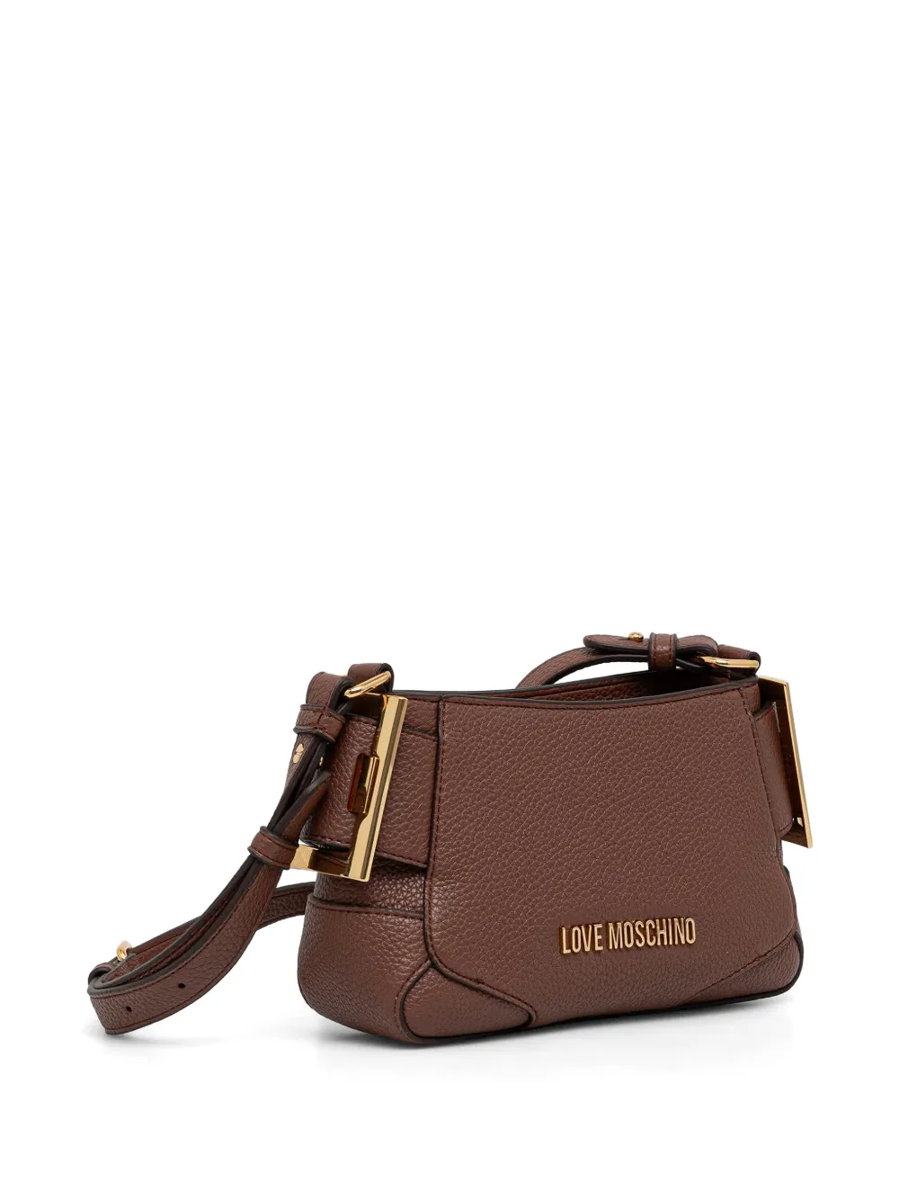 Love Moschino Bewerkte schoudertas met logoplakkaat Bruin