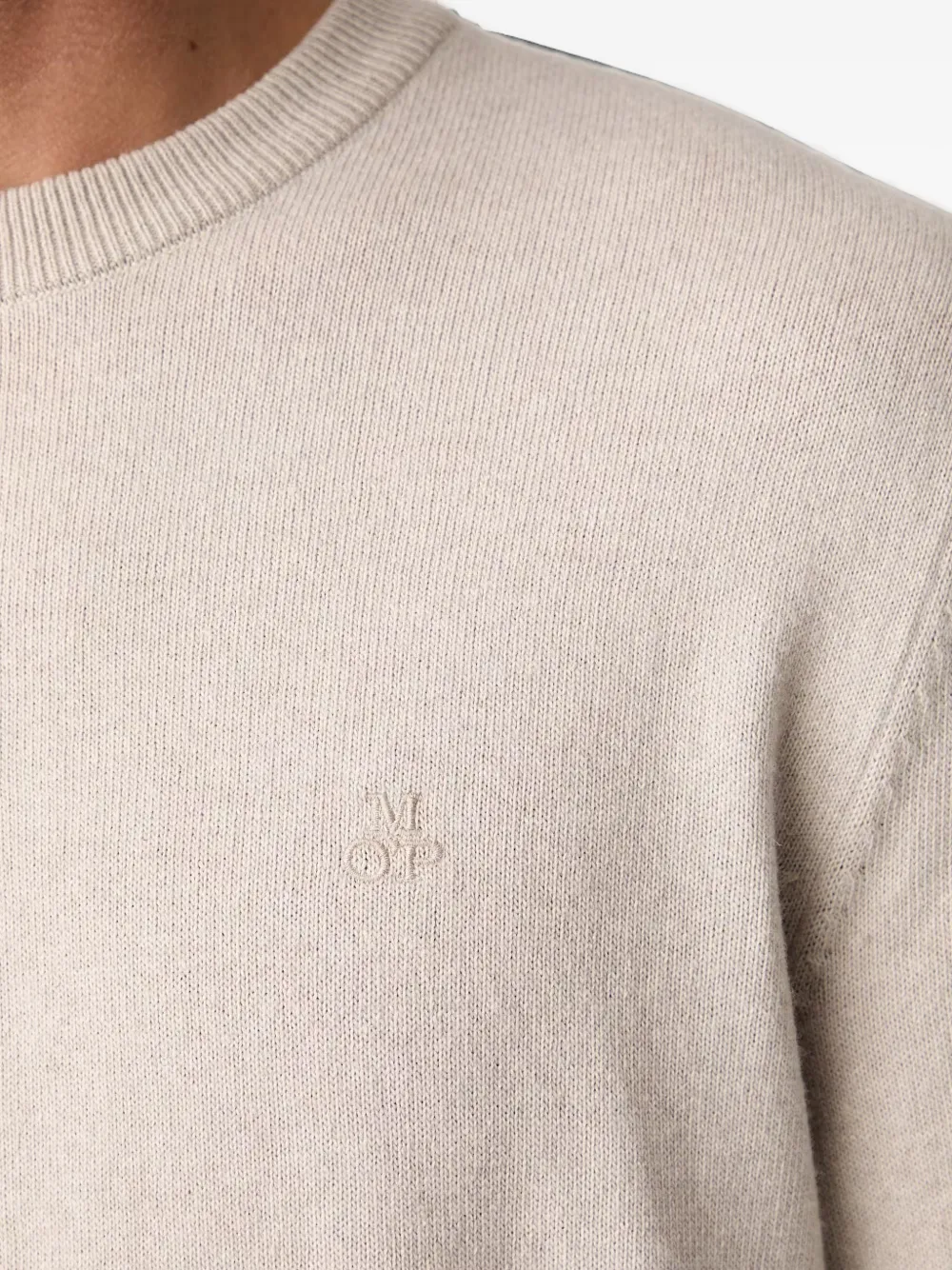 Marc O'Polo logo-embroidered crew-neck sweater Beige