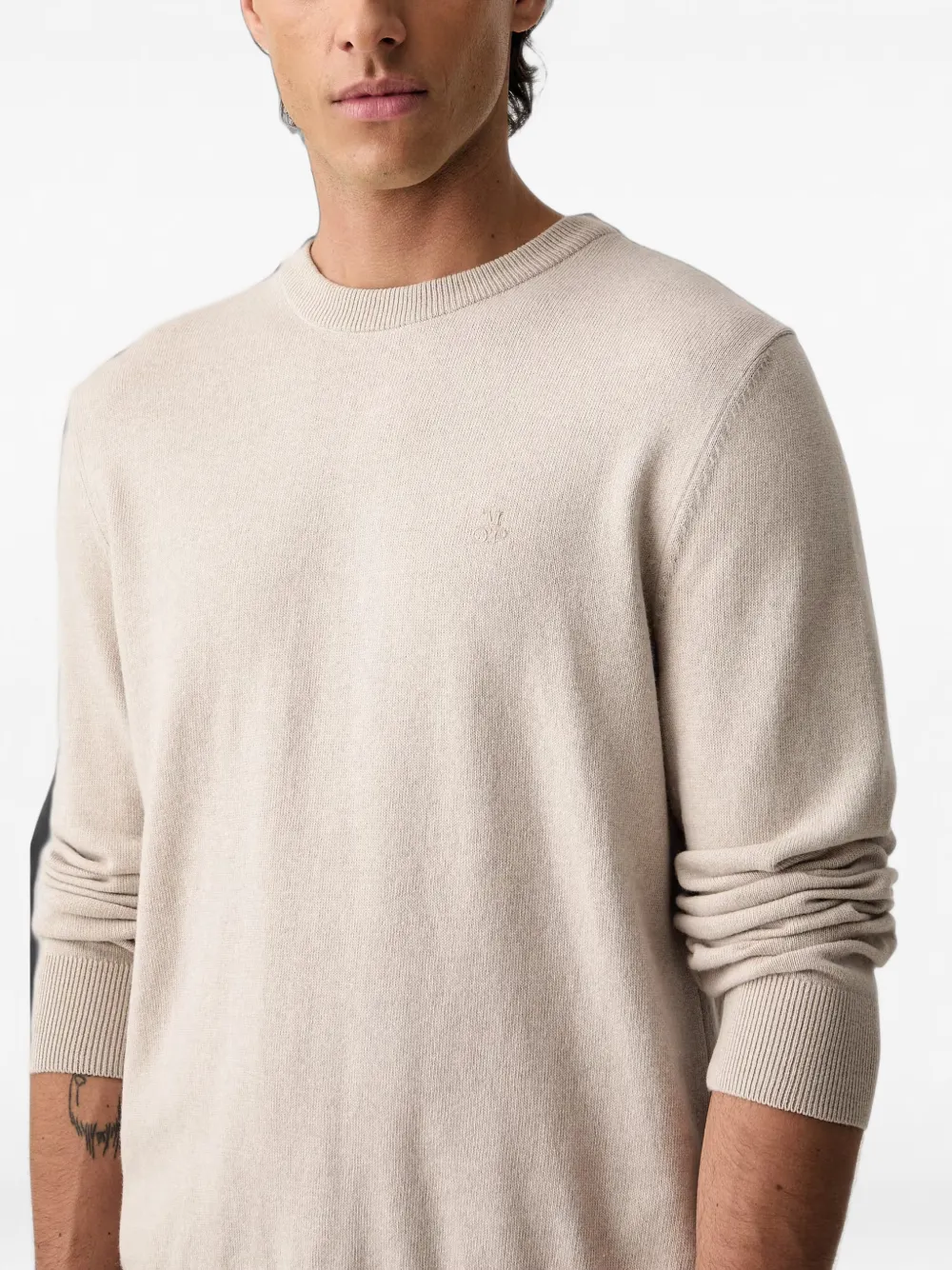 Marc O'Polo logo-embroidered crew-neck sweater Beige