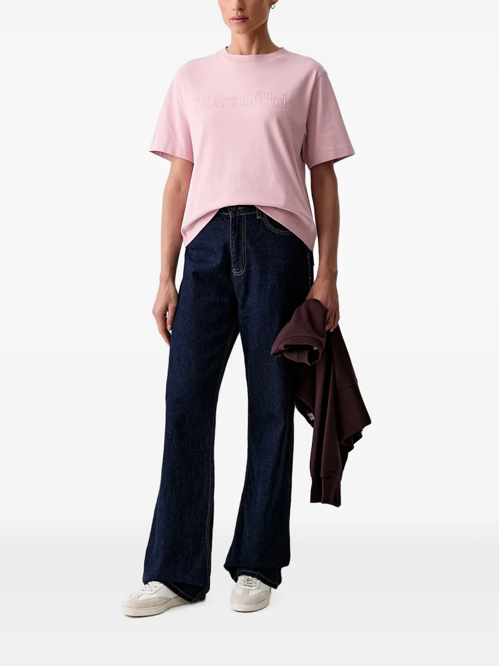 Marc O'Polo T-shirt met geborduurd logo Roze