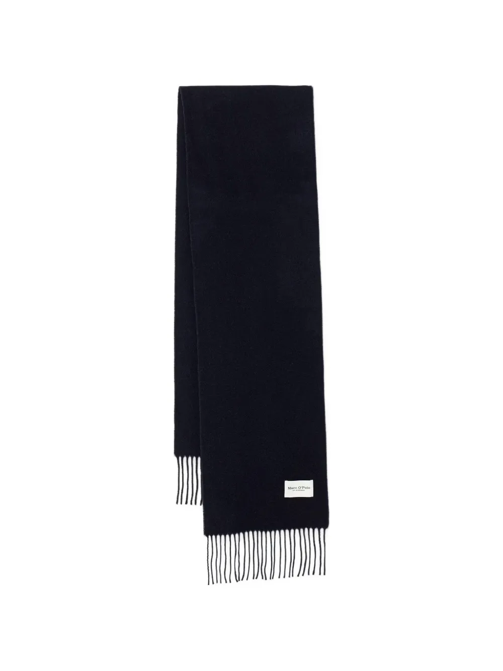 Marc O'polo Fringed Logo-patch Scarf In Blau