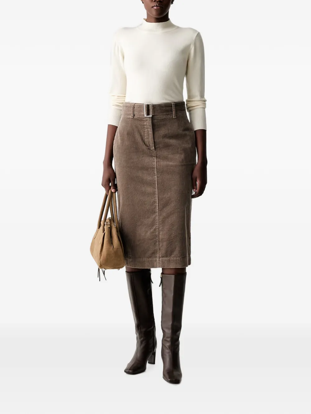 Marc O'Polo belted corduroy midi skirt Bruin