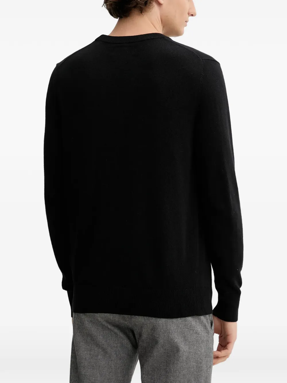 Marc O'Polo logo-embroidered crew-neck sweater Zwart