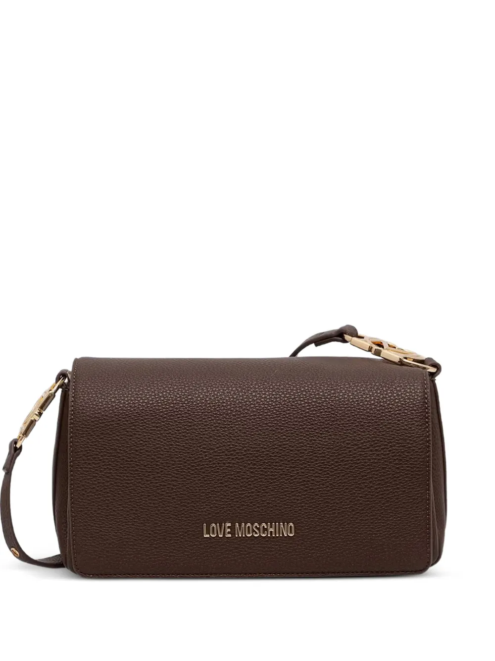 Love Moschino logo-plaque cross body bag - Marrone