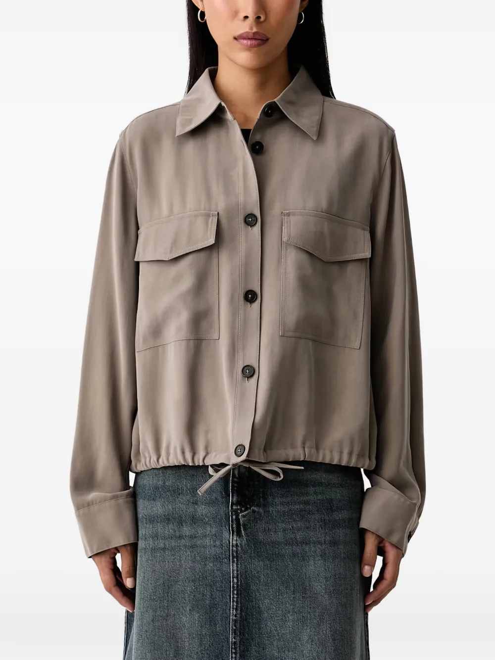 Marc O'Polo drawstring flap-pocket shirt - Marrone