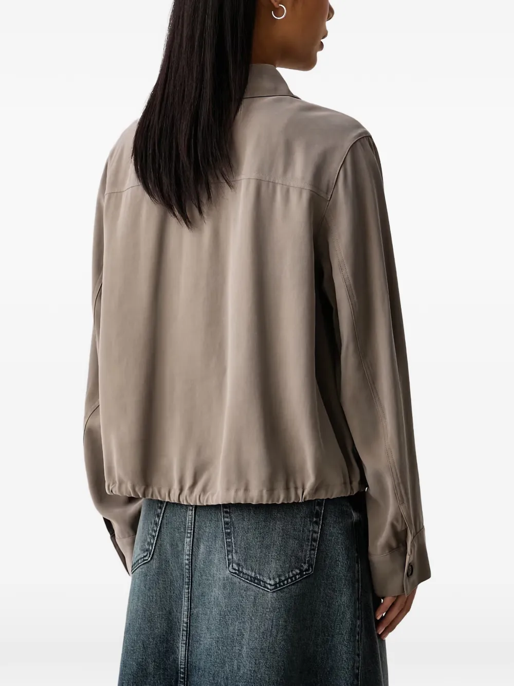 Marc O'Polo Blouse met klepzak en trekkoord Bruin