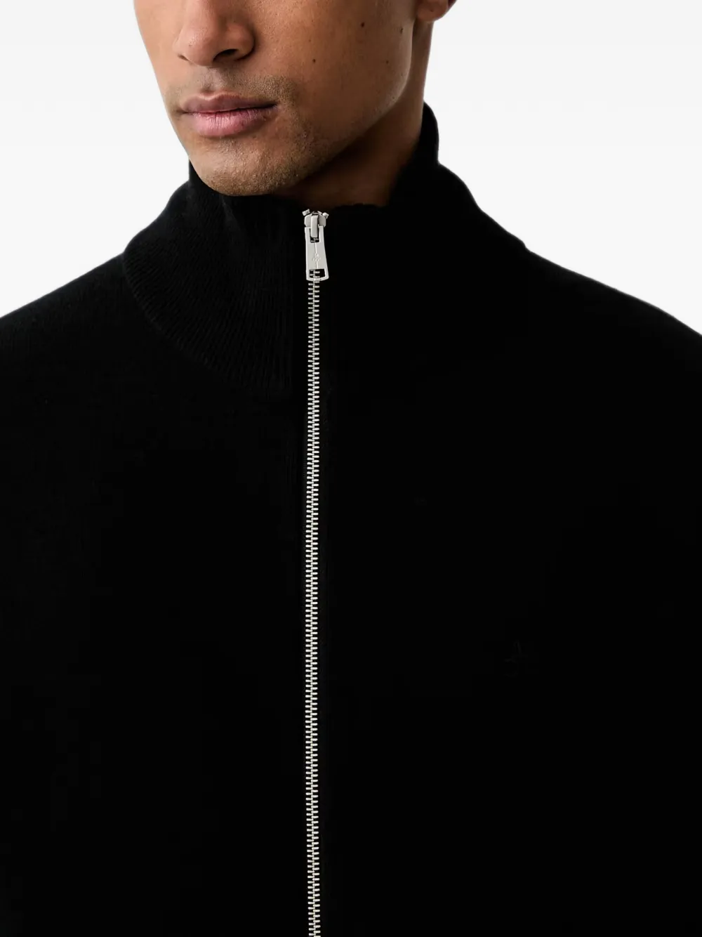 Marc O'Polo Vest met rits en geribbelde afwerking Zwart