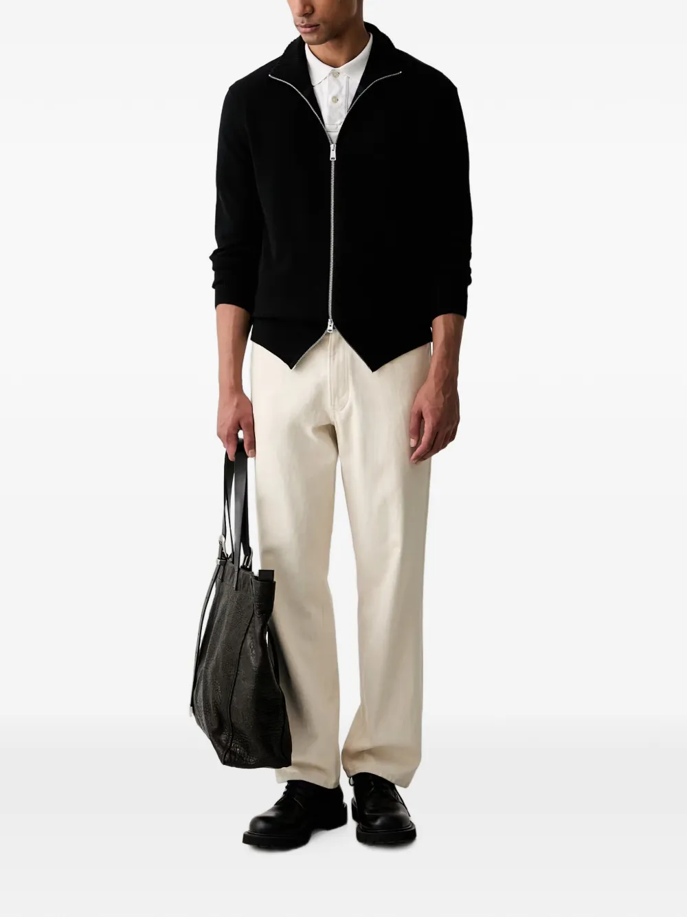 Marc O'Polo Vest met rits en geribbelde afwerking Zwart