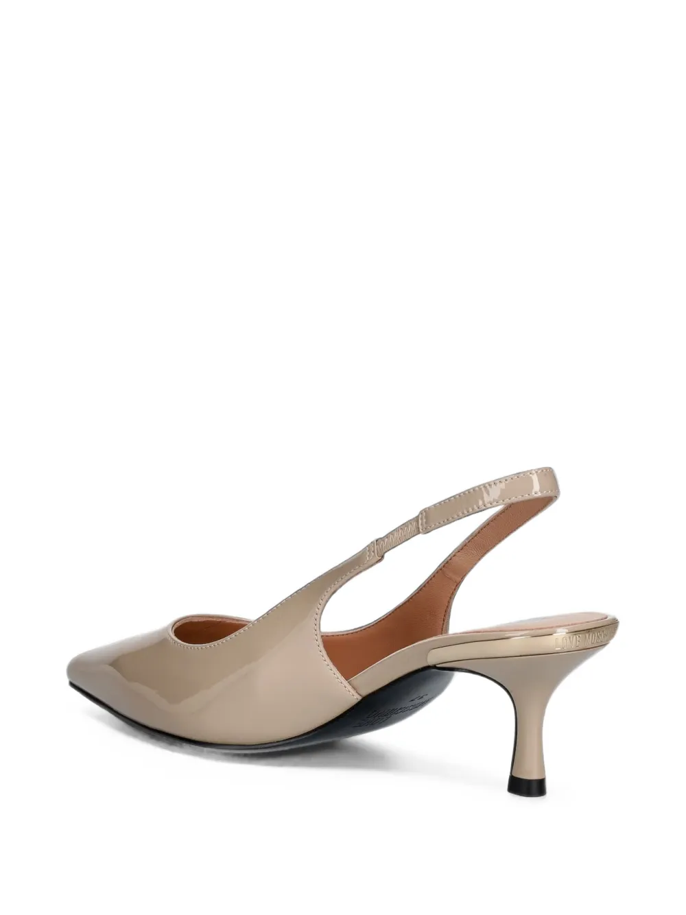 Love Moschino patent-finish slingback pumps Beige