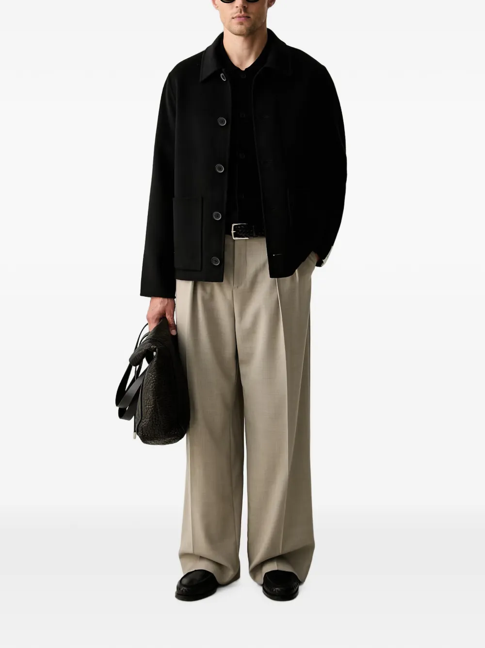Marc O'Polo patch-pocket button-up jacket Zwart